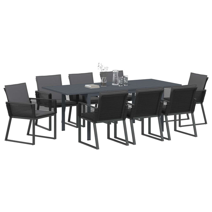 Have Spisebordssæt 9 stk. Sort polyrattan
