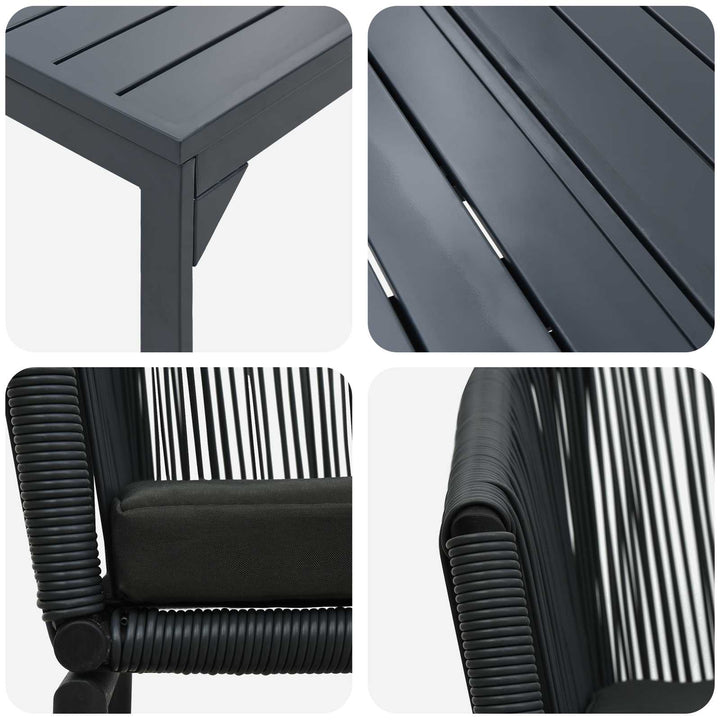 Have Spisebordssæt 9 stk. Sort polyrattan