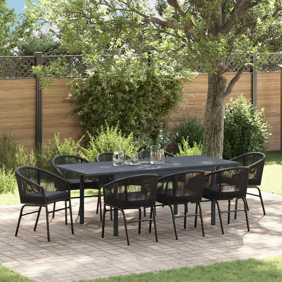Have Spisebordssæt 9 stk. Sort polyrattan