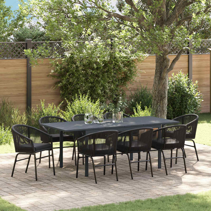 Have Spisebordssæt 9 stk. Sort polyrattan