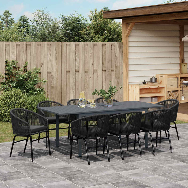 Have Spisebordssæt 9 stk. Sort polyrattan