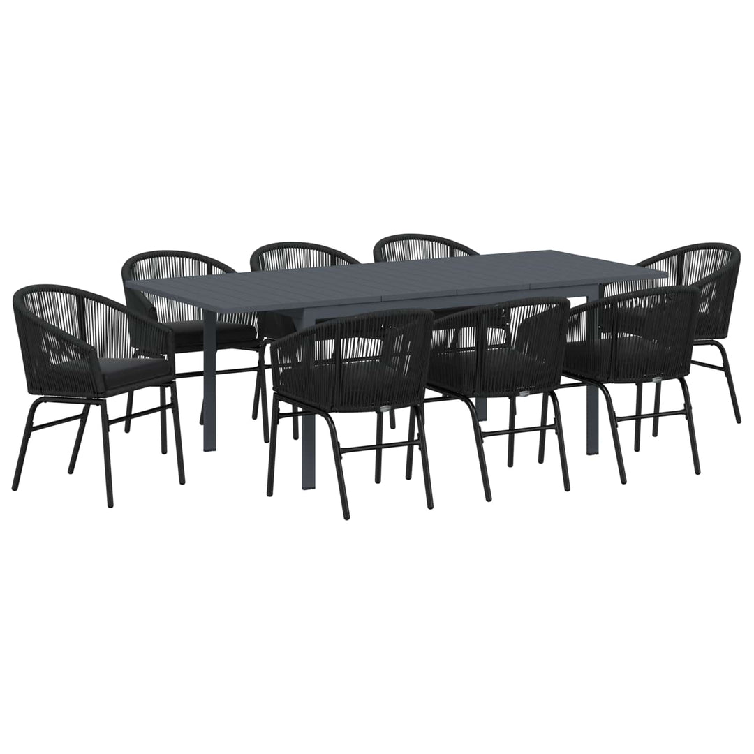 Have Spisebordssæt 9 stk. Sort polyrattan