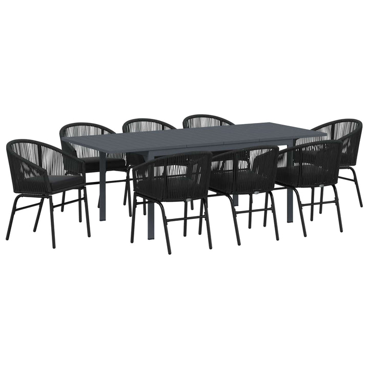 Have Spisebordssæt 9 stk. Sort polyrattan