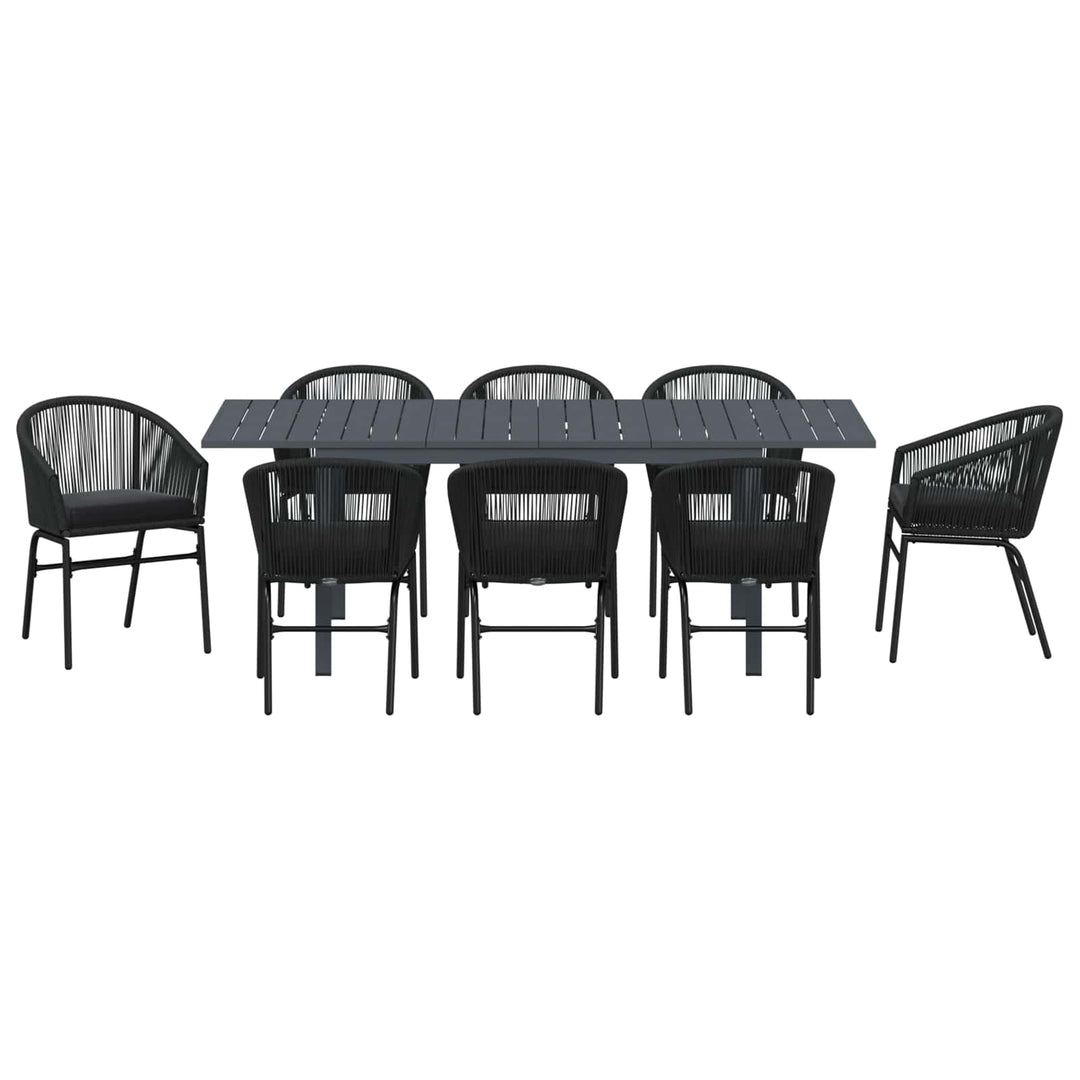 Have Spisebordssæt 9 stk. Sort polyrattan