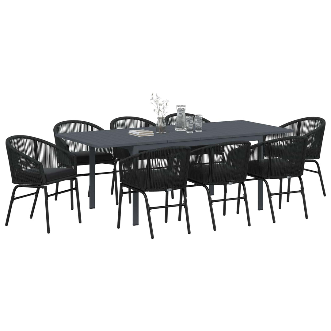 Have Spisebordssæt 9 stk. Sort polyrattan