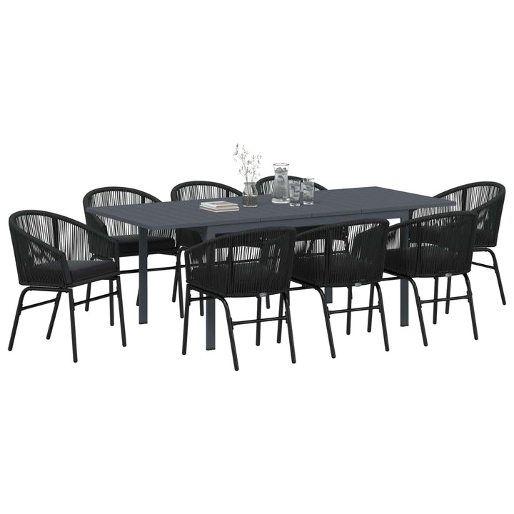 Have Spisebordssæt 9 stk. Sort polyrattan