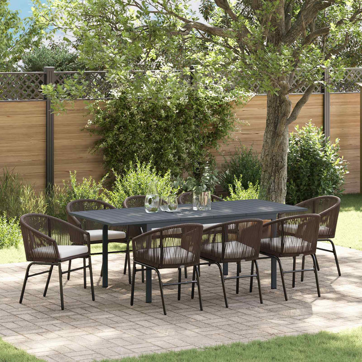 Have Spisebordssæt 9 stk. Brun polyrattan