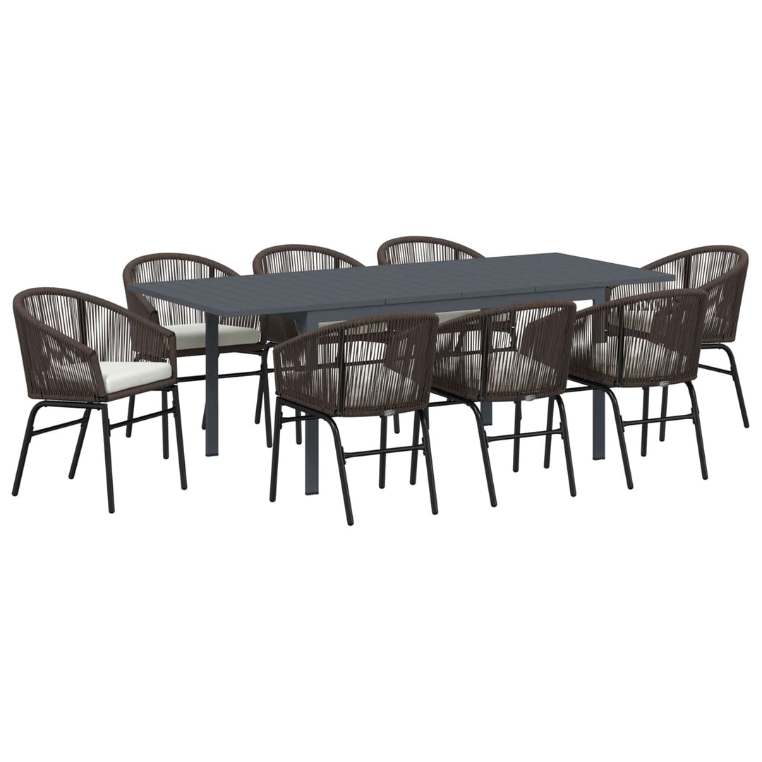 Have Spisebordssæt 9 stk. Brun polyrattan