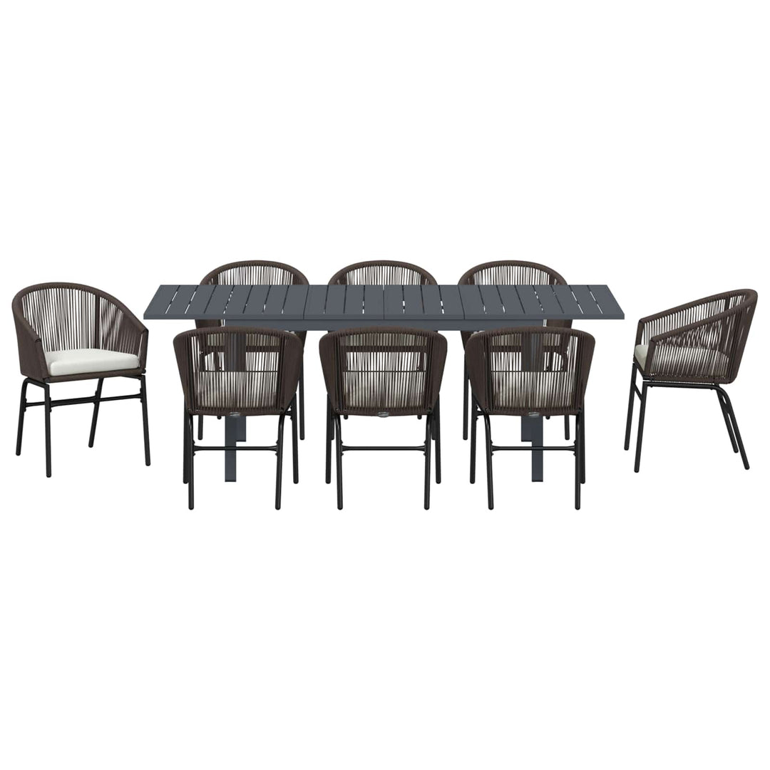 Have Spisebordssæt 9 stk. Brun polyrattan