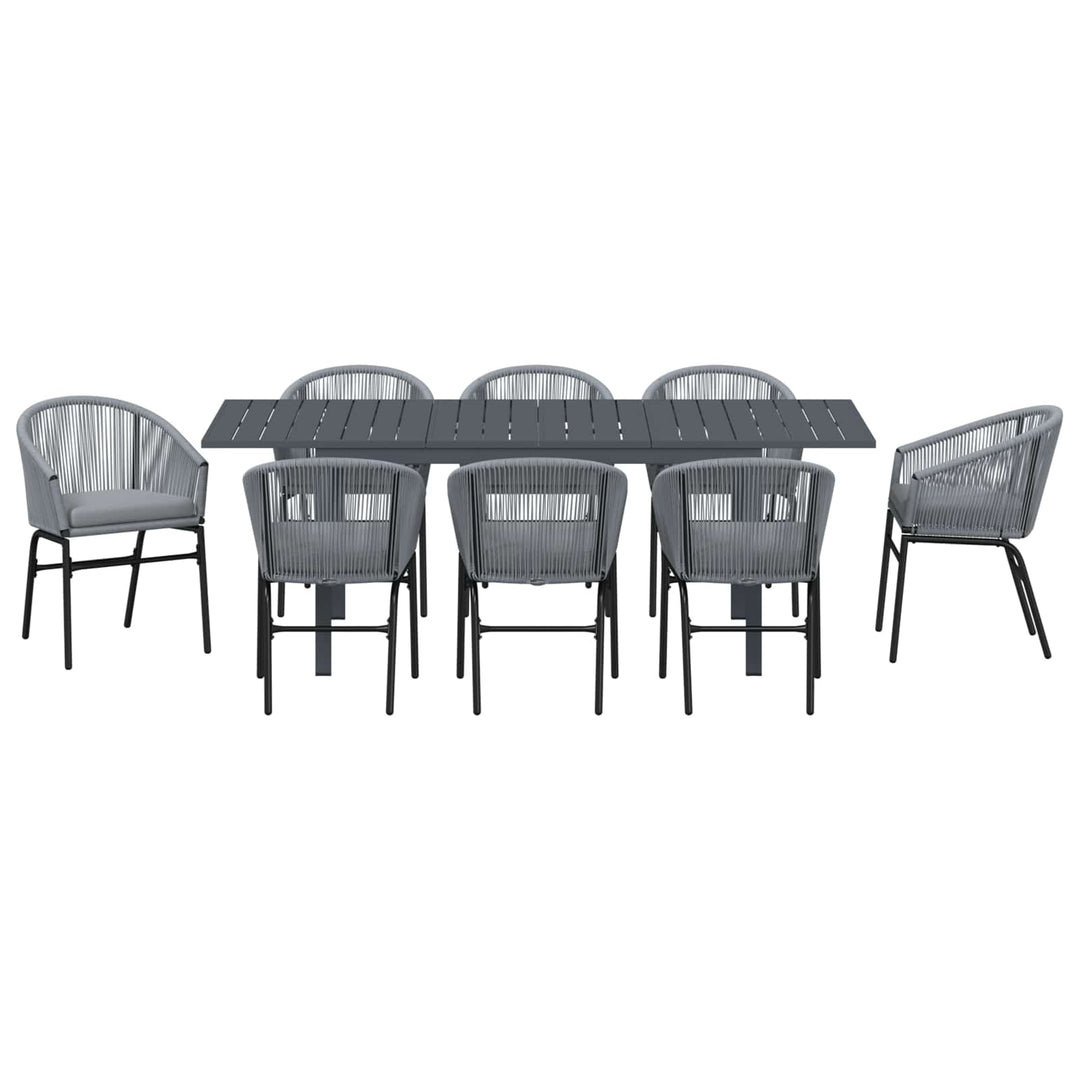 Have Spisebordssæt 9 stk. Grå polyrattan