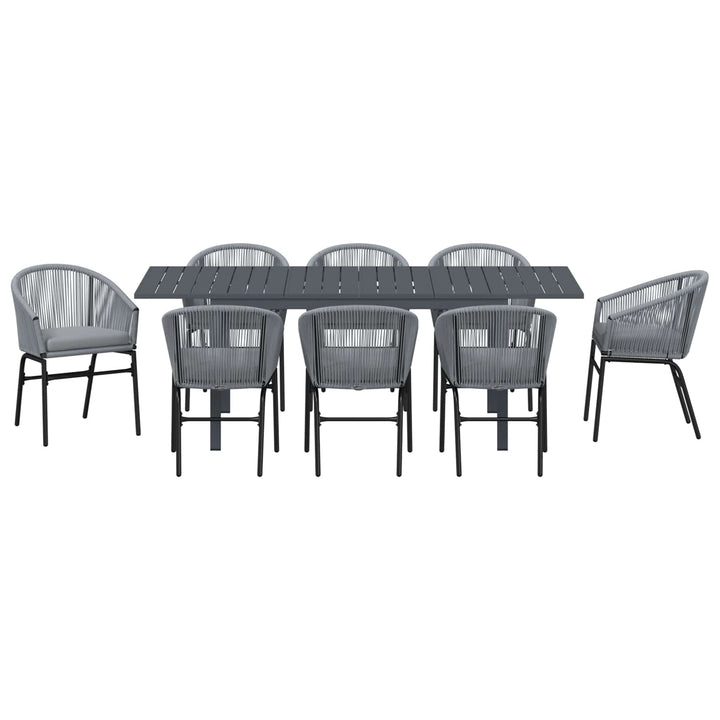 Have Spisebordssæt 9 stk. Grå polyrattan