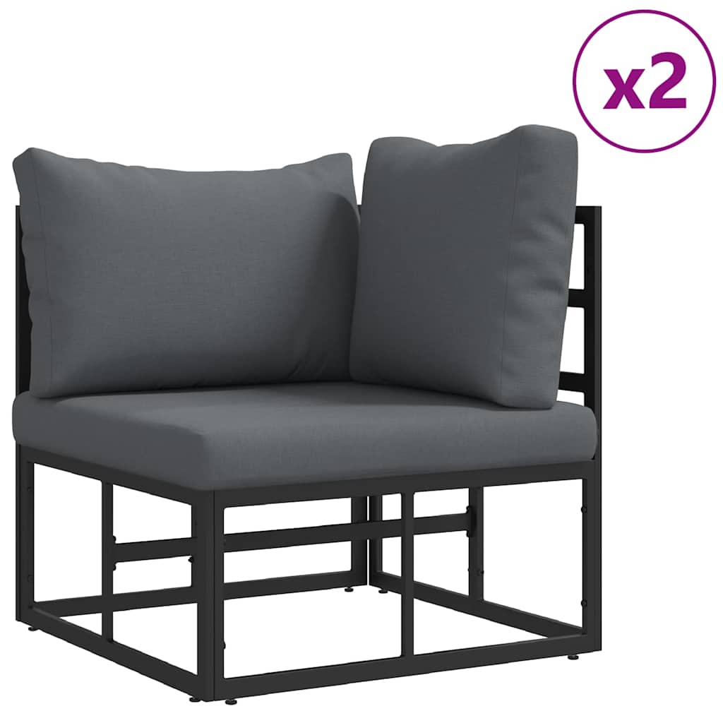 Havesofa Sæt 3 pcs Sort Metal