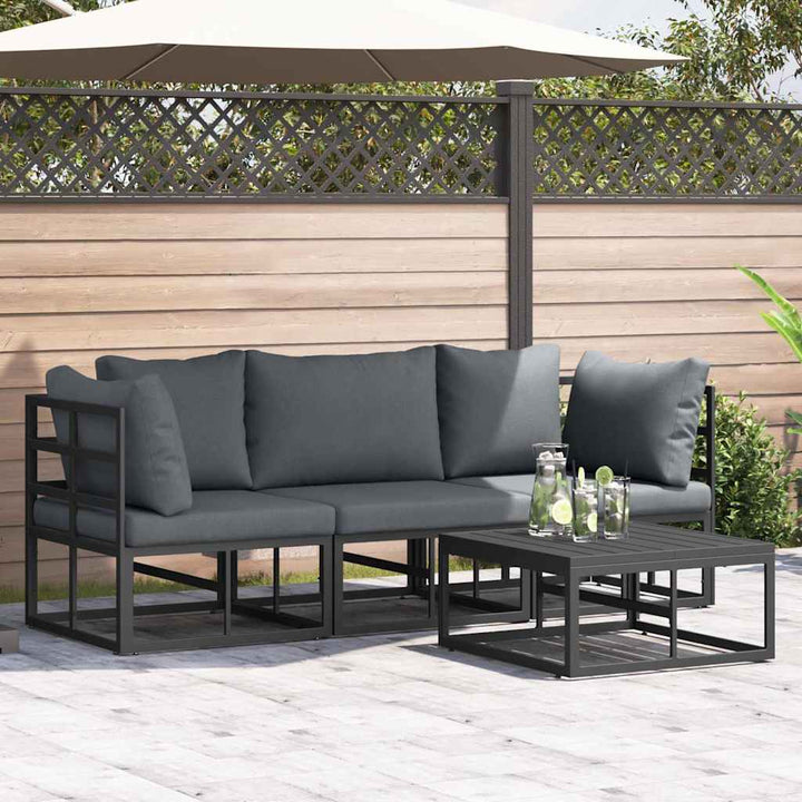Havesofa Sæt 4 pcs Sort Metal