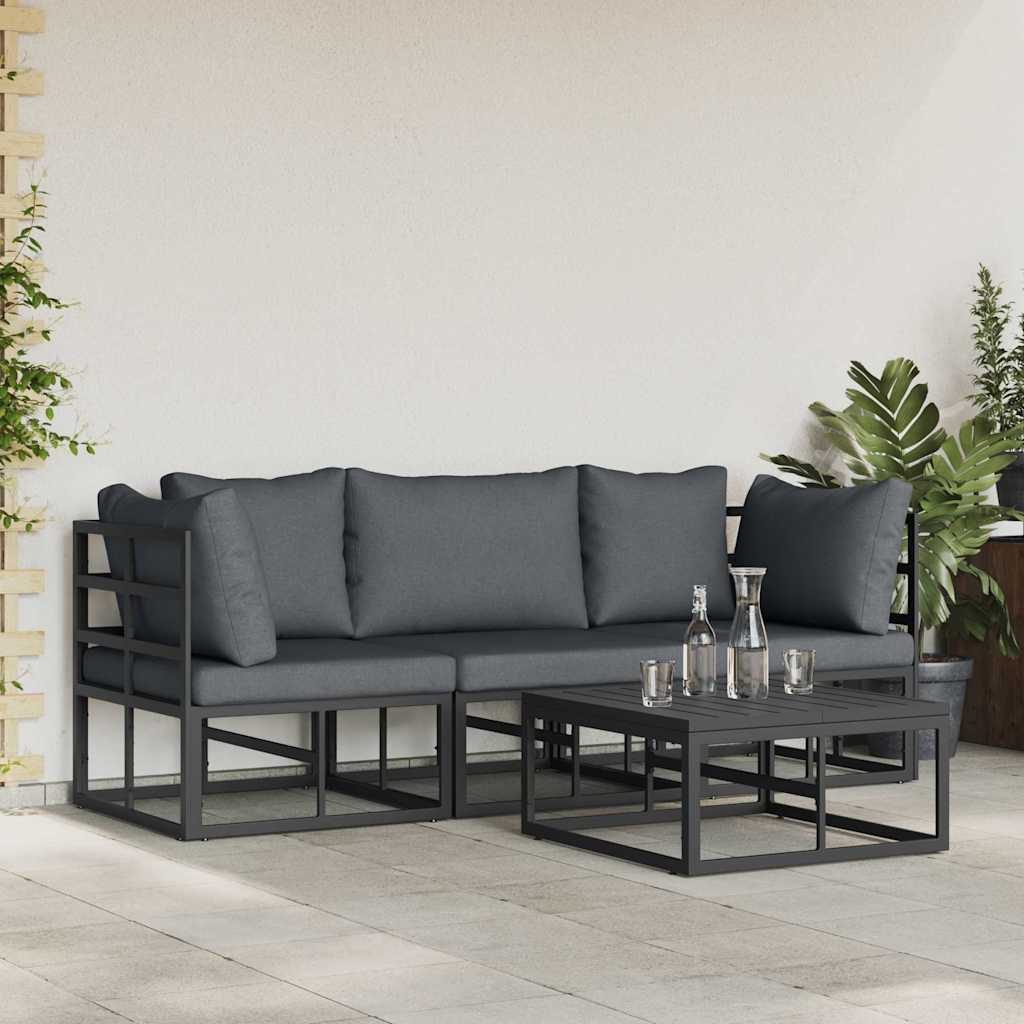 Havesofa Sæt 4 pcs Sort Metal