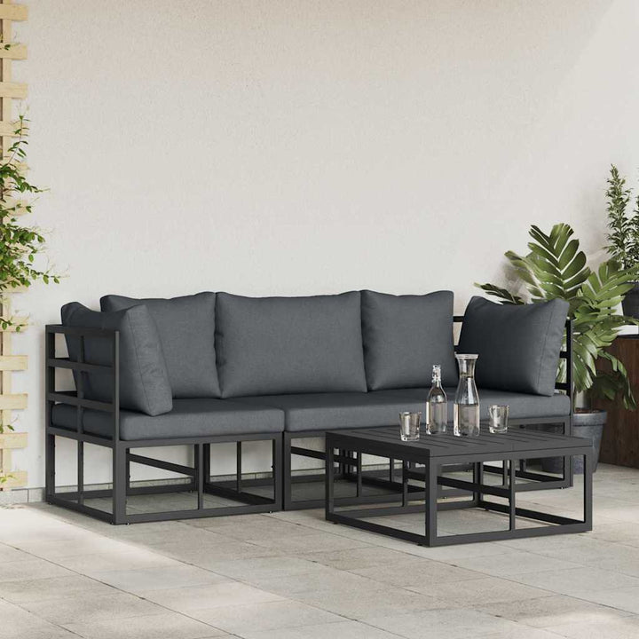 Havesofa Sæt 4 pcs Sort Metal