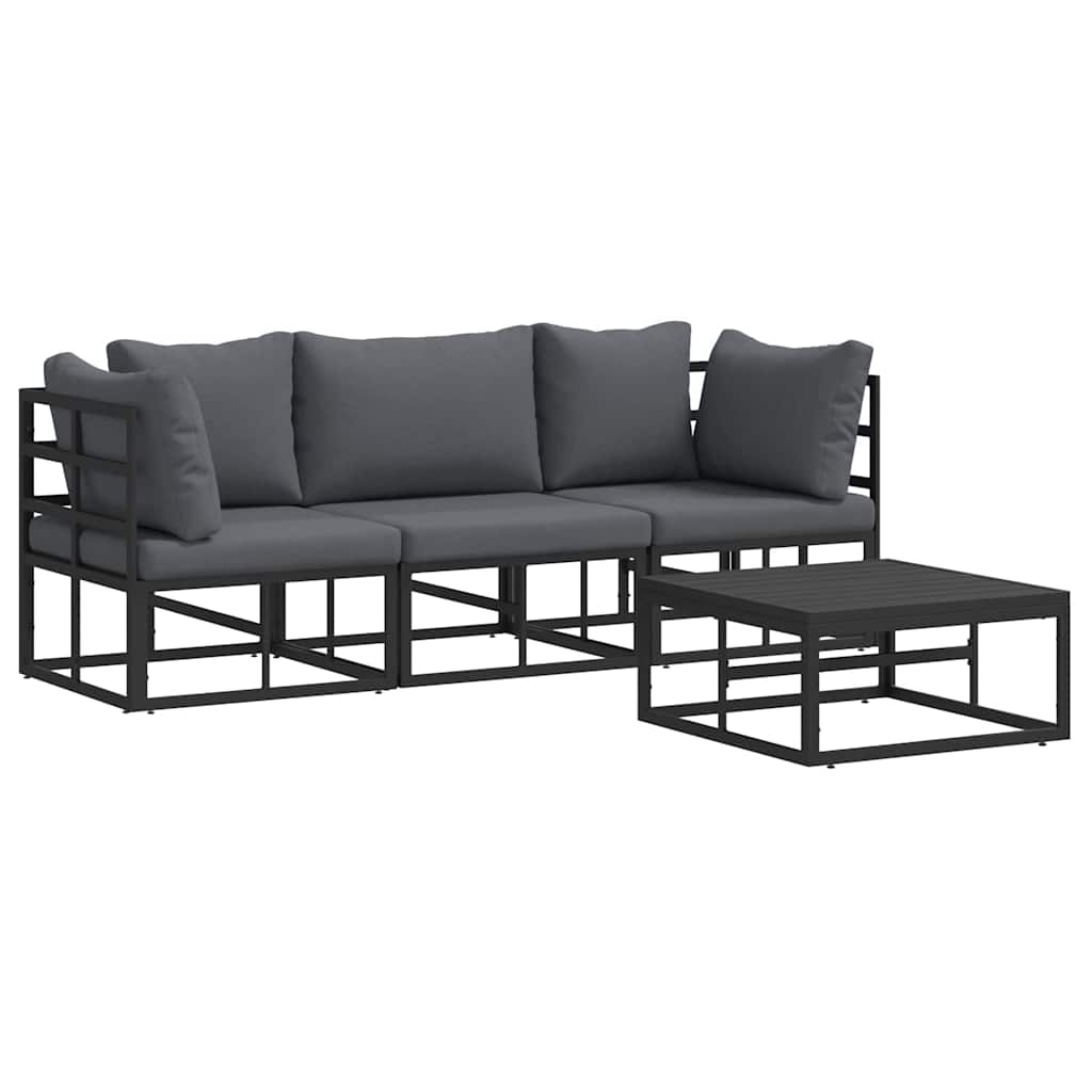Havesofa Sæt 4 pcs Sort Metal