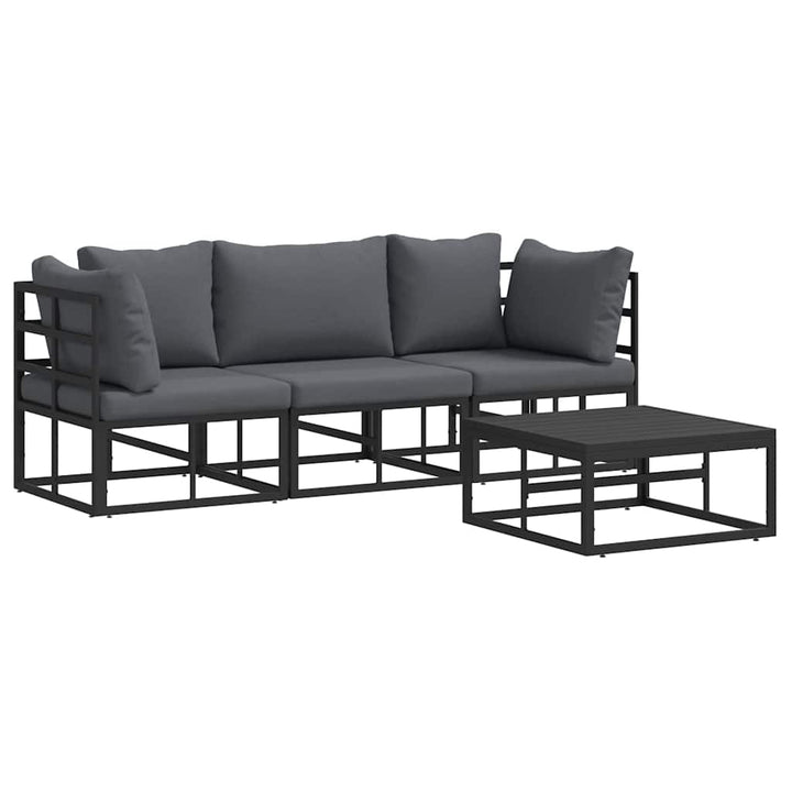 Havesofa Sæt 4 pcs Sort Metal
