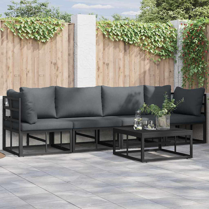 Havesofa Sæt 4 pcs Sort Metal