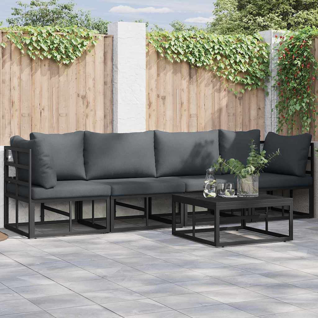 Havesofa Sæt 4 stk. Sort Metal