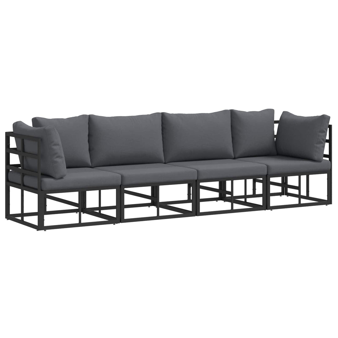 Havesofa Sæt 4 pcs Sort Metal