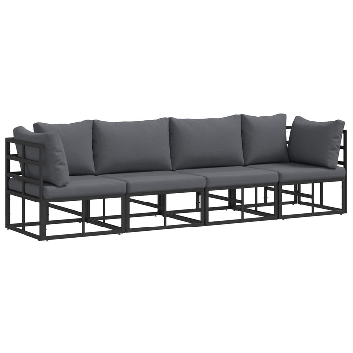 Havesofa Sæt 4 pcs Sort Metal
