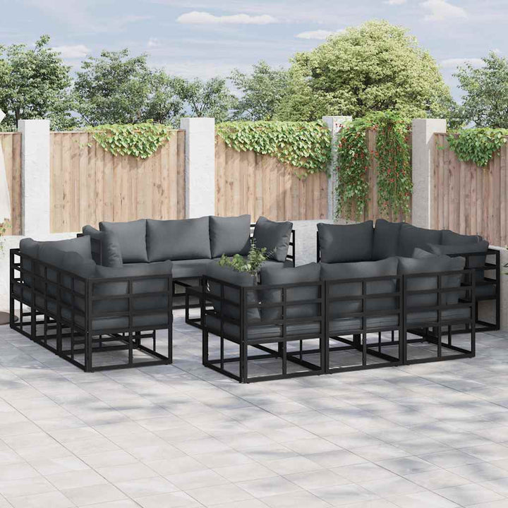 Havesofa Sæt 12 pcs Sort Metal