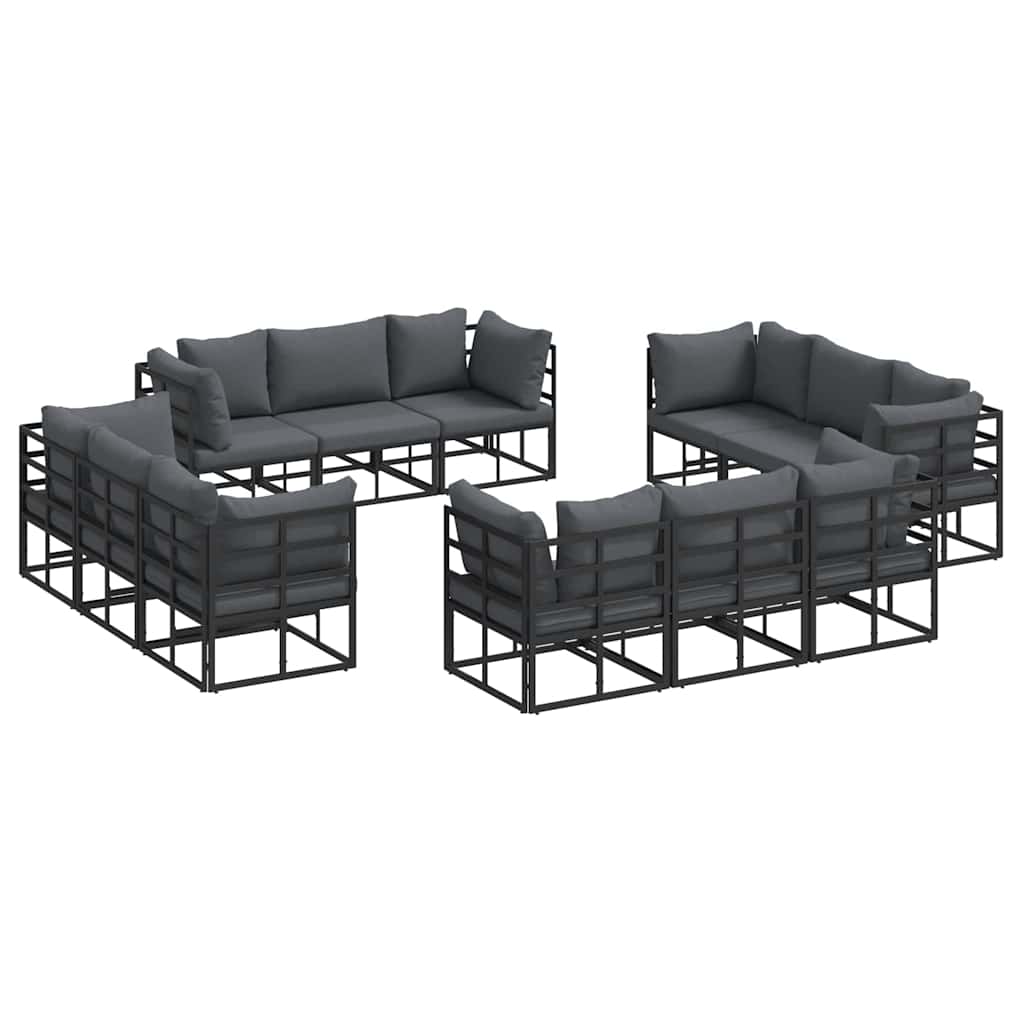 Havesofa Sæt 12 pcs Sort Metal