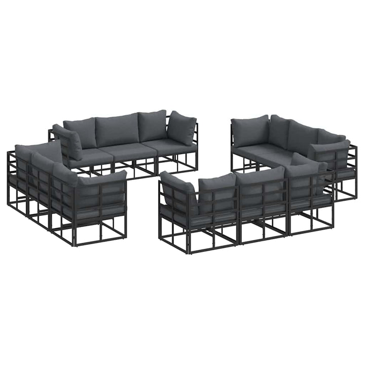 Havesofa Sæt 12 pcs Sort Metal