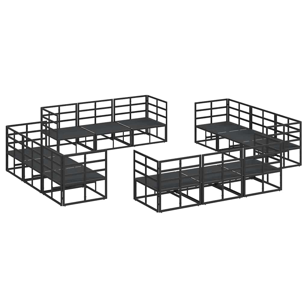 Havesofa Sæt 12 pcs Sort Metal