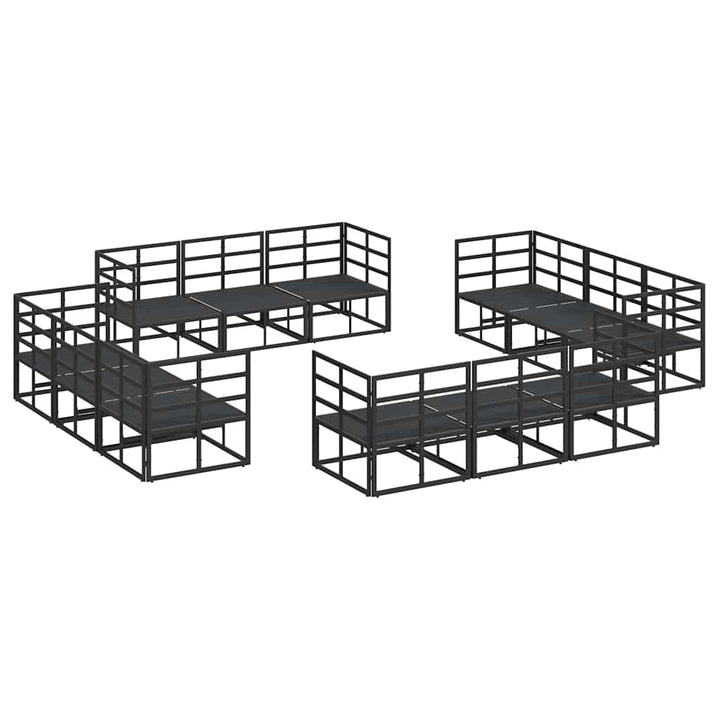 Havesofa Sæt 12 pcs Sort Metal