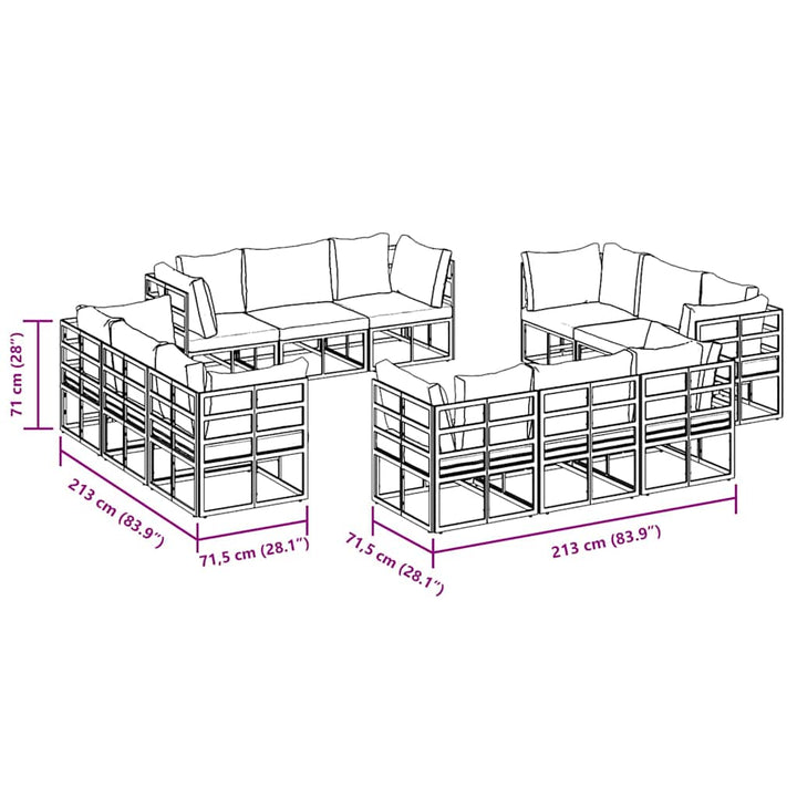 Havesofa Sæt 12 pcs Sort Metal