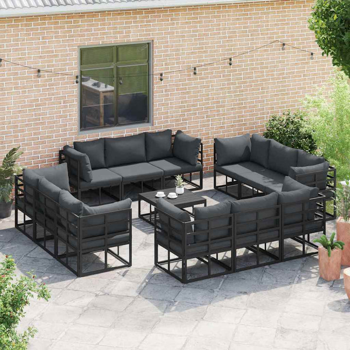 Havesofa Sæt 13 pcs Sort Metal