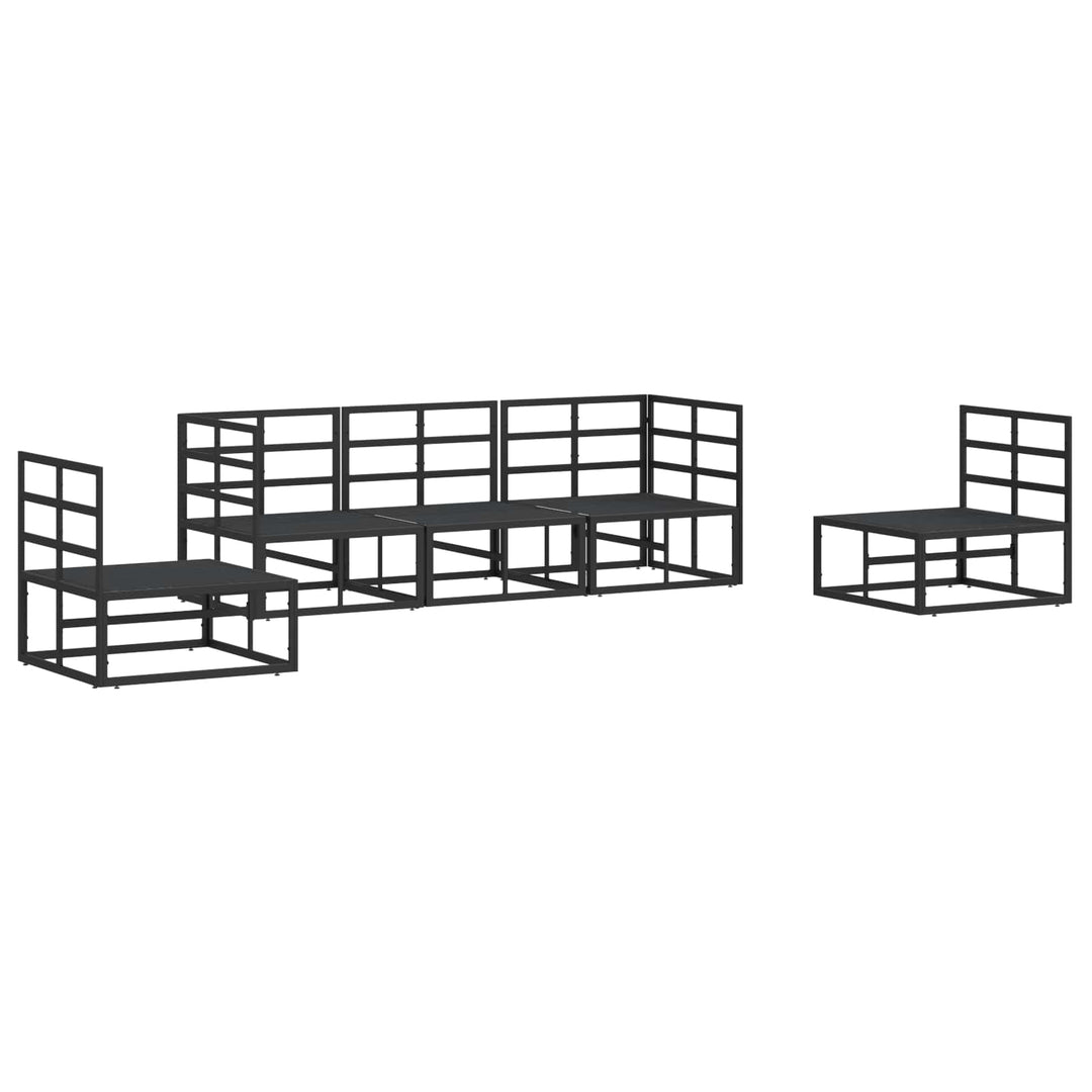 Havesofa Sæt med pude 5 pcs Sort Aluminium