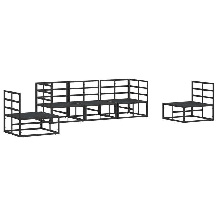 Havesofa Sæt med pude 5 pcs Sort Aluminium