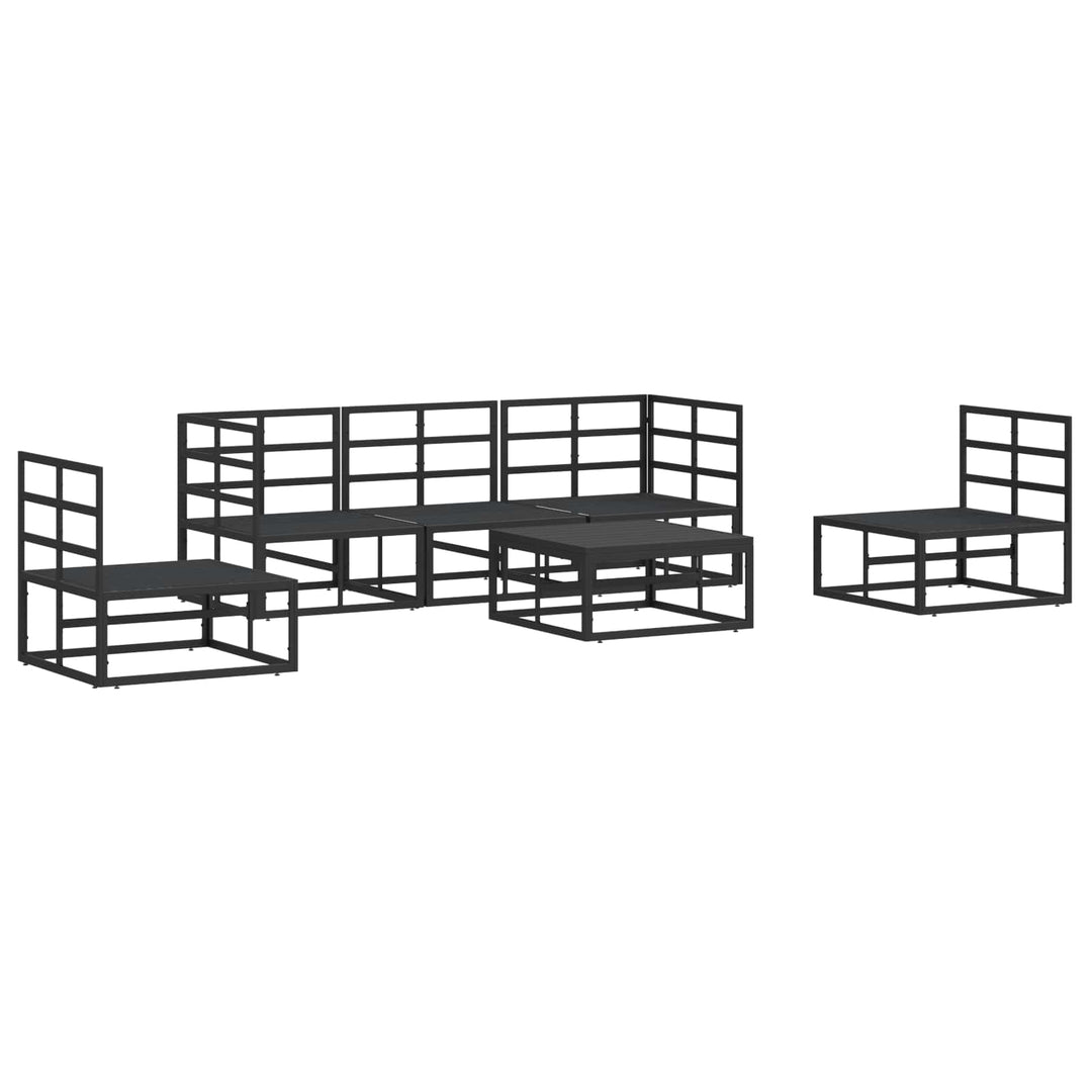 Havesofa Sæt med pude 6 pcs Sort Aluminium