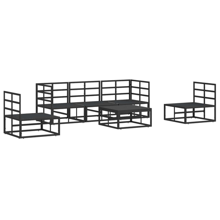 Havesofa Sæt med pude 6 pcs Sort Aluminium