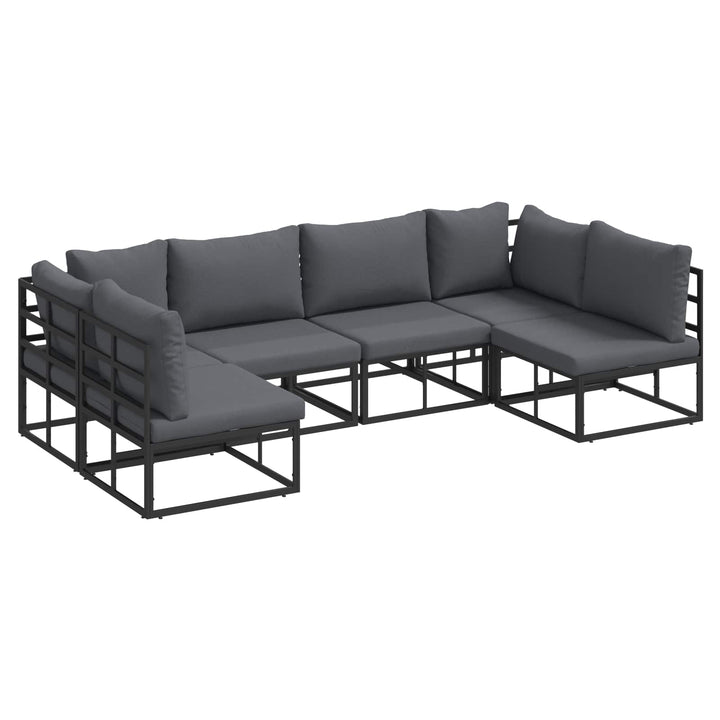 Havesofa Sæt med pude 6 pcs Sort Aluminium