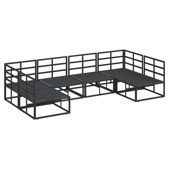 Havesofa Sæt med pude 6 pcs Sort Aluminium