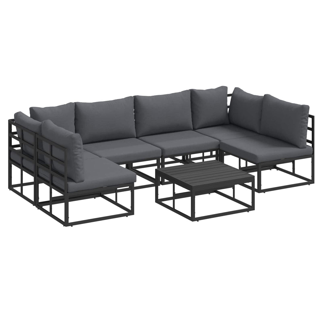 Havesofa Sæt med pude 7 pcs Sort Aluminium