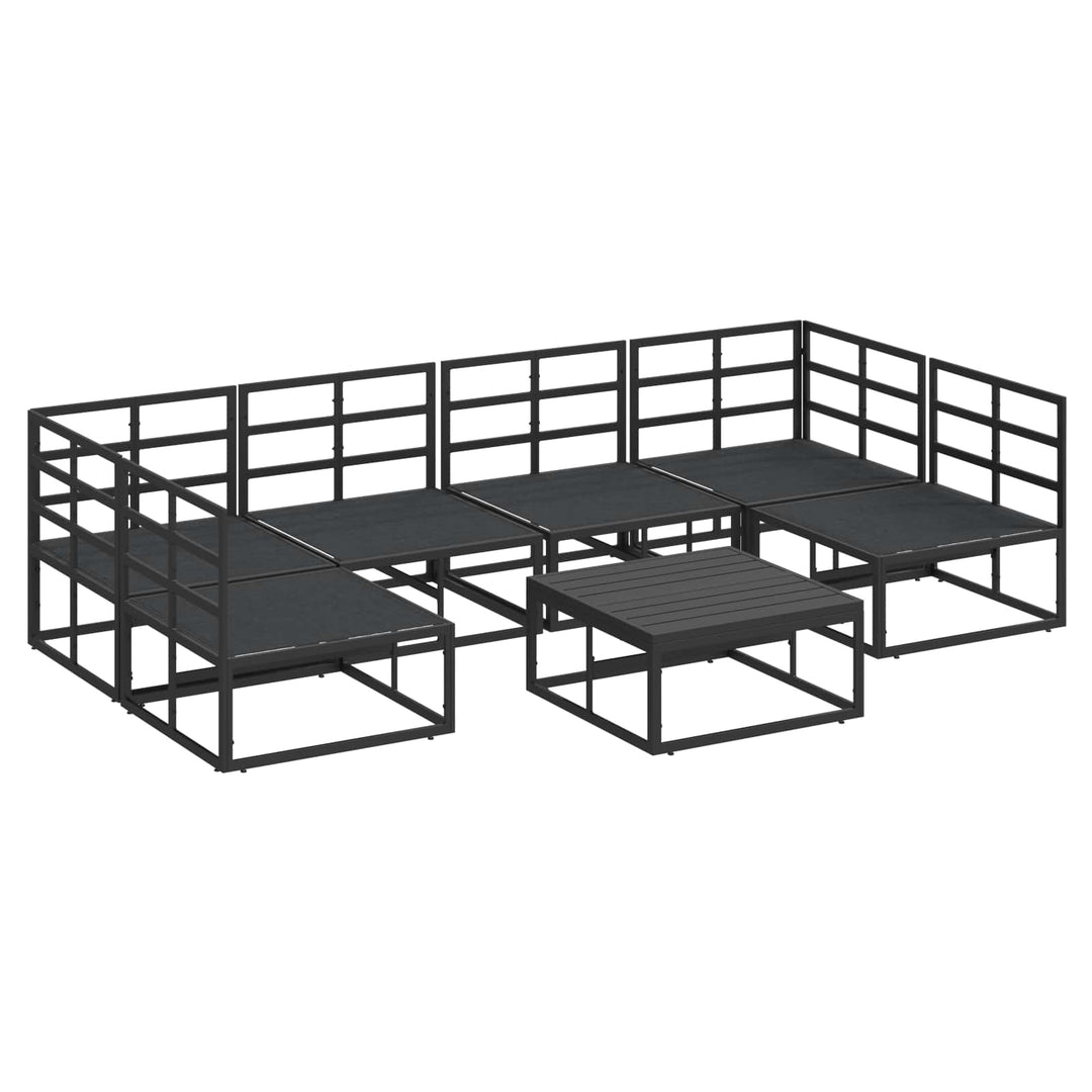 Havesofa Sæt med pude 7 pcs Sort Aluminium