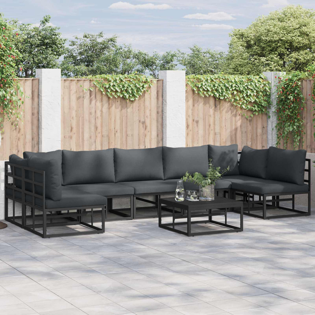Havesofa Sæt 7 stk. Sort Aluminium