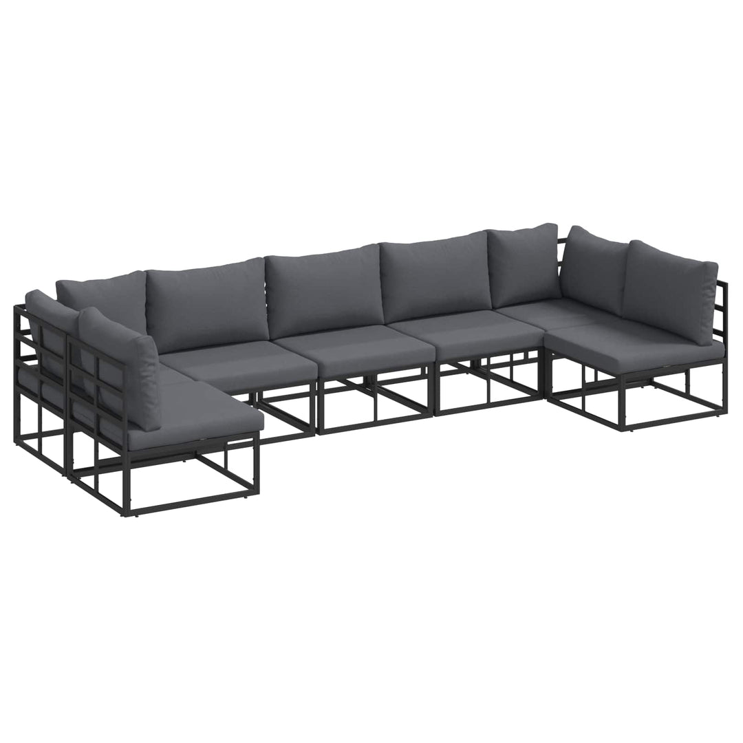 Havesofa Sæt med pude 7 pcs Sort Aluminium