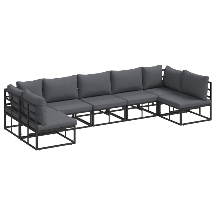 Havesofa Sæt med pude 7 pcs Sort Aluminium