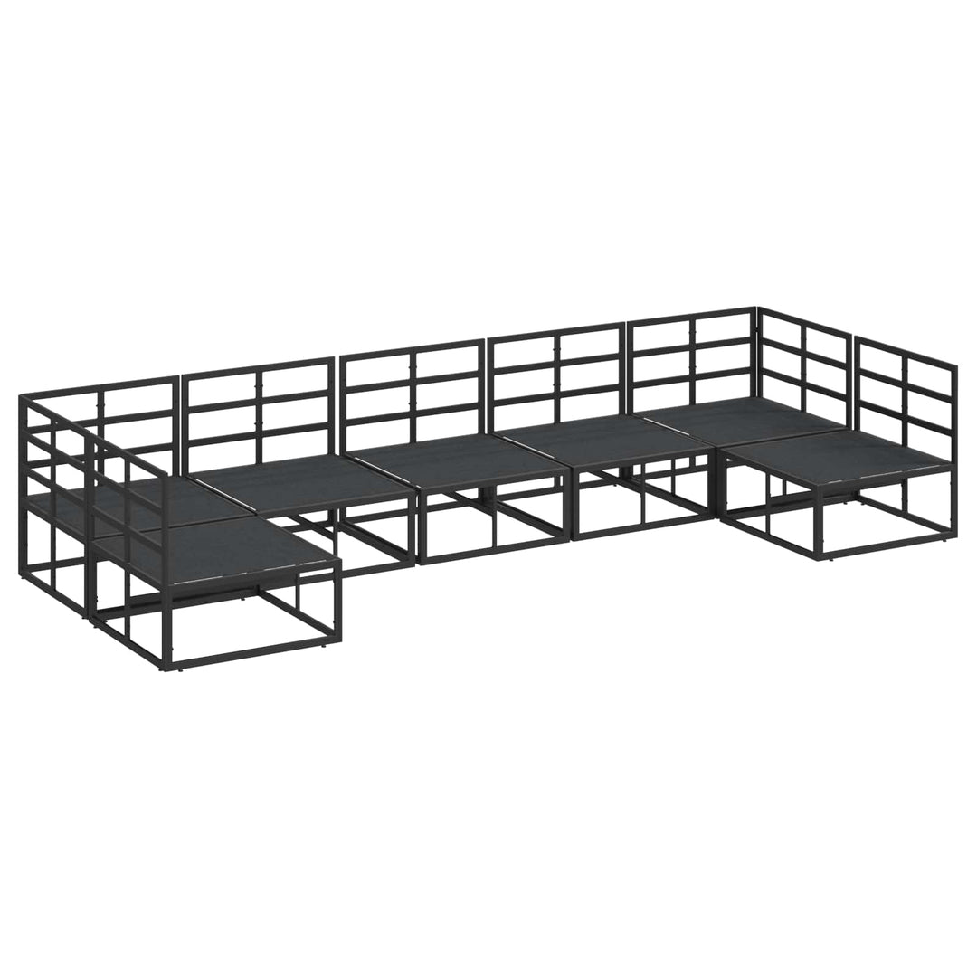 Havesofa Sæt med pude 7 pcs Sort Aluminium