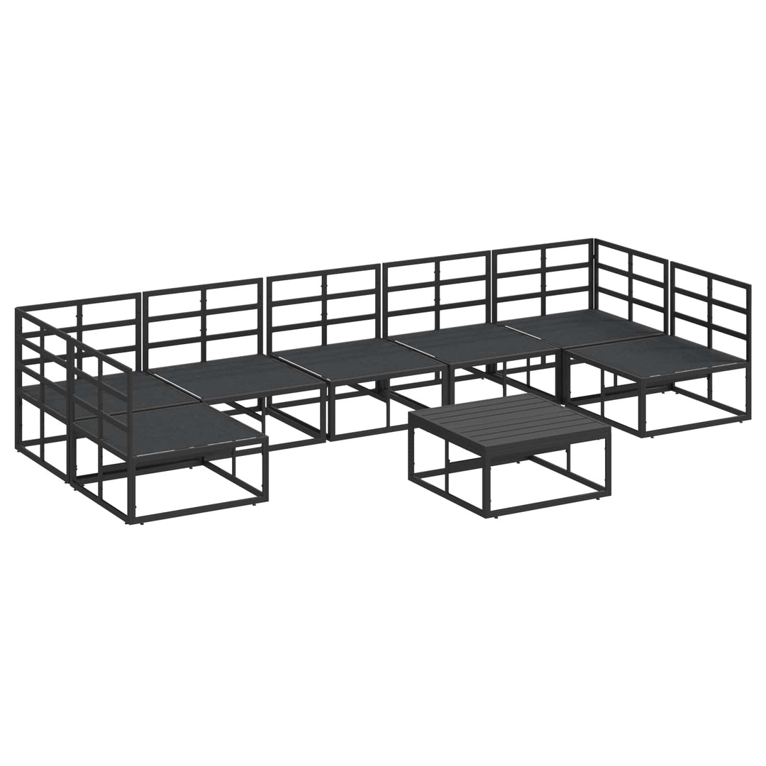 Havesofa Sæt med pude 8 pcs Sort Aluminium