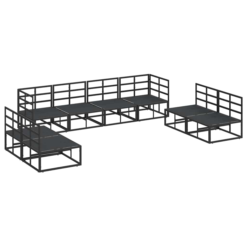 Havesofa Sæt med pude 8 pcs Sort Aluminium