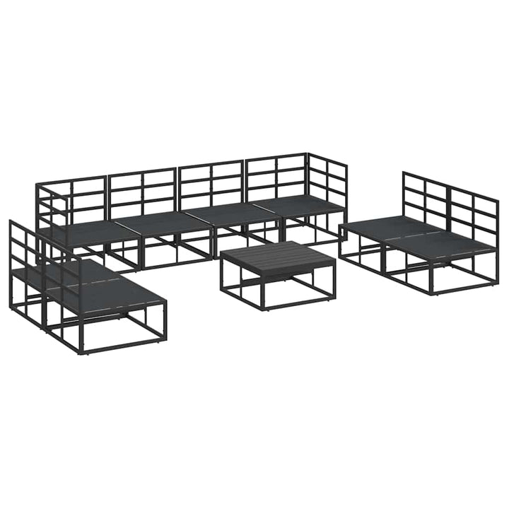 Havesofa Sæt med pude 9 pcs Sort Aluminium