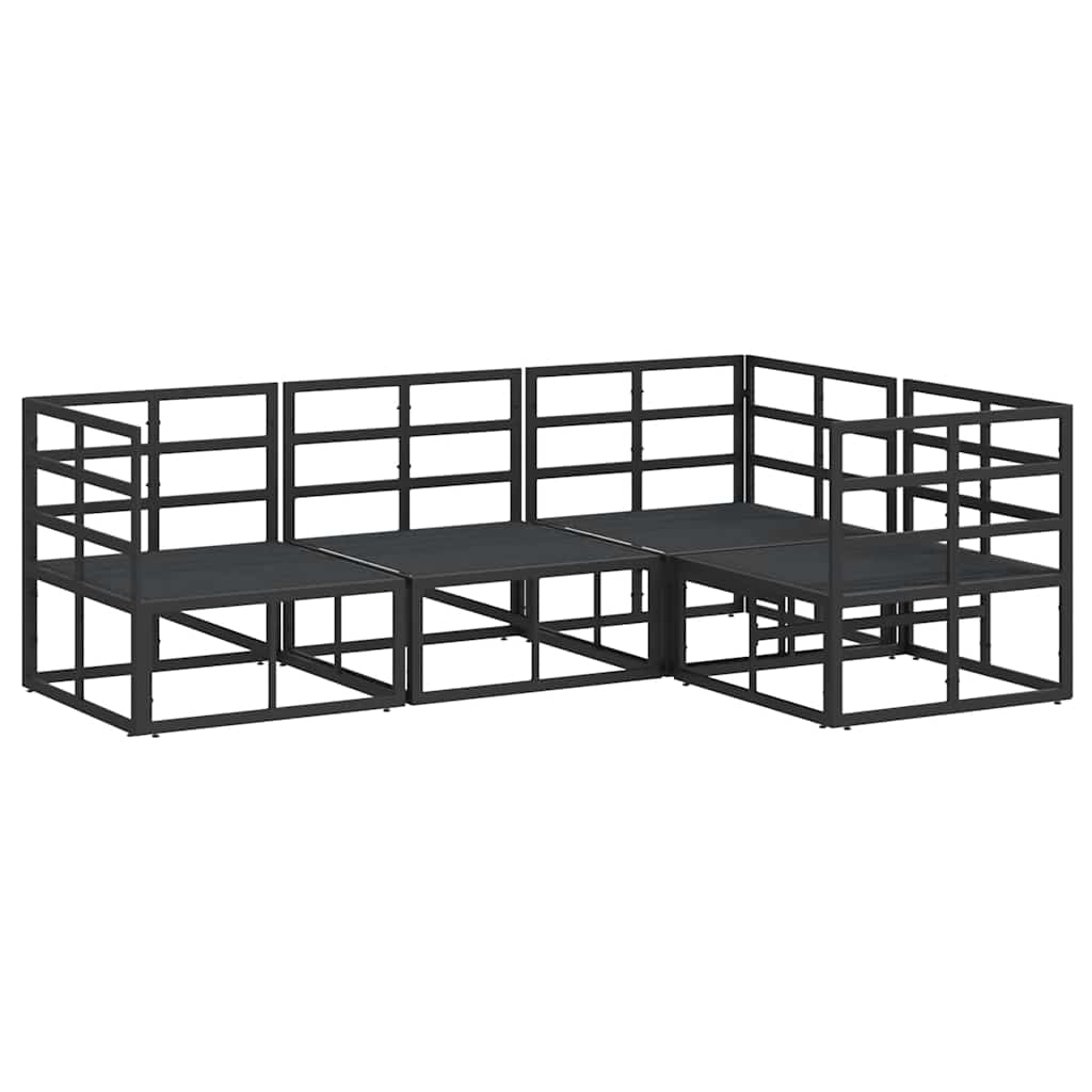 Havesofa Sæt med pude 4 pcs Sort Aluminium