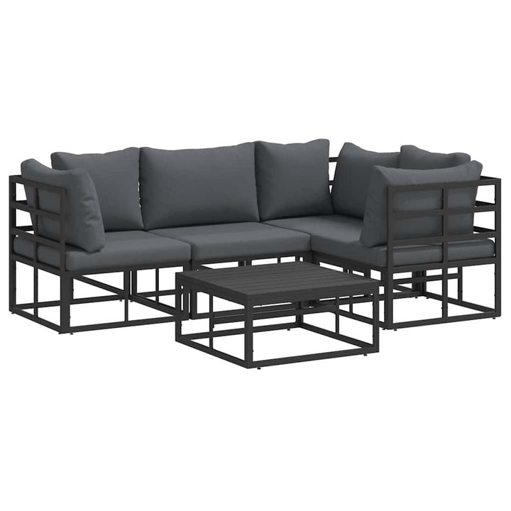 Havesofa Sæt med pude 5 pcs Sort Aluminium