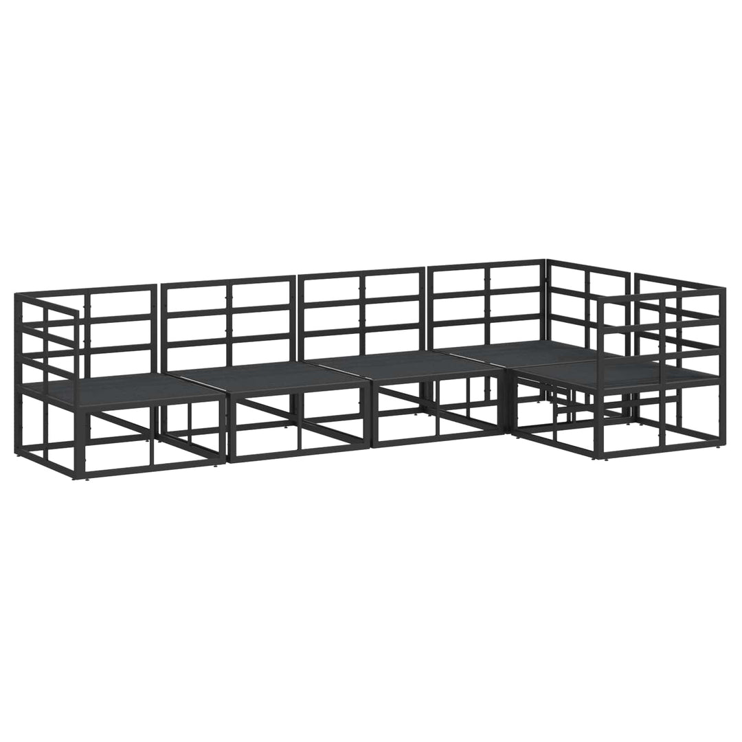 Havesofa Sæt med pude 5 pcs Sort Aluminium